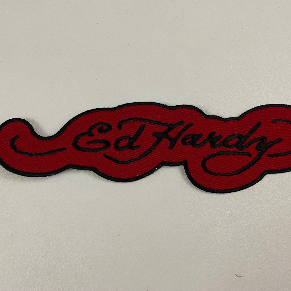 Ed Hardy Red Iron on Patch Appliqué Embroidered Sewing (Large)